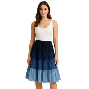ANN TAYLOR Size 12 Blue Tiered Fully Lined Skirt